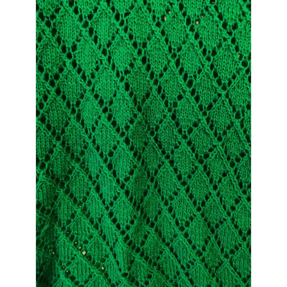 Vintage Green Knit Crochet Sweater Pullover Jumper - Picture 8 of 10